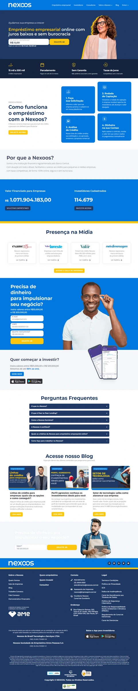 Captura de tela do projeto Nexoos (Grupo AME)